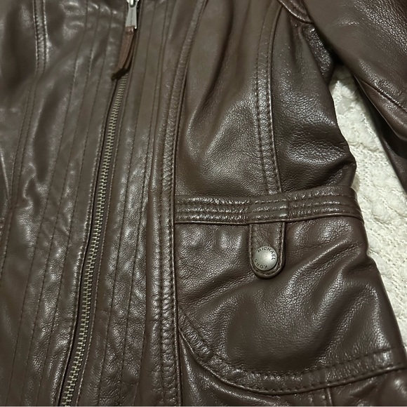 Michael Kors leather jacket zipper brown - Picture 2 of 5